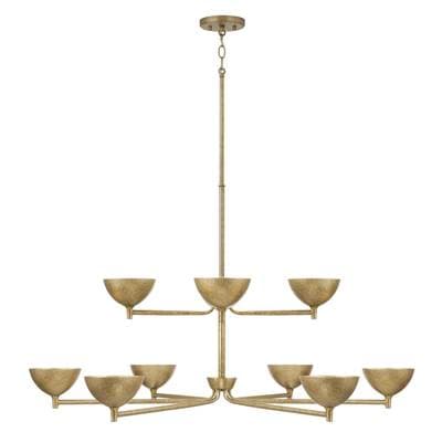 43'' W x 24'' H 10-Light Two-Tier Chandelier in Textural Feathered Brass by Capital Lighting