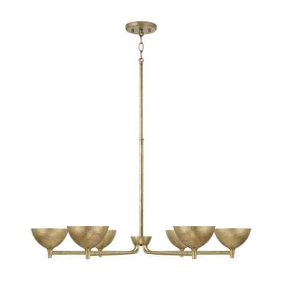 34'' W x 18'' H 6-Light Chandelier in Textural Feathered Brass