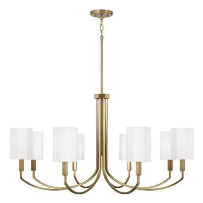 40'' W x 21'' H 8-Light Chandelier in Aged Brass with Octagonal White Fabric Shades by Capital Lighting