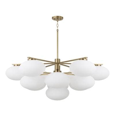 45.5'' W x 17.75'' H 10-Light Two-Tier Chandelier in Matte Black with Soft White Glass Oval Globes