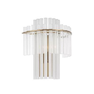 12.5'' W x 14'' H 1-Light Tiered Sconce in Aged Brass with Clear and Etched Glass Tubes