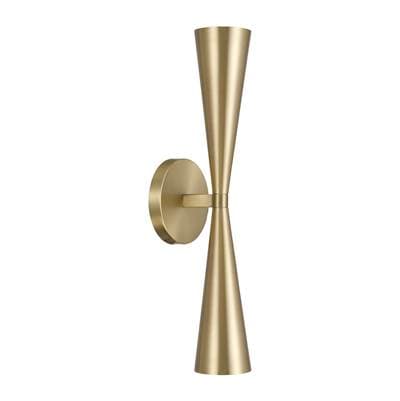 5'' W x 19.25'' H 2-Light Modern Tapered Dual Sconce in Matte Brass