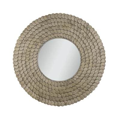 32.5'' Round Mirror in Grecian Luster with Handcrafted Disc Design