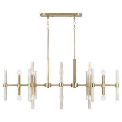 47.25'' W x 20.25'' H 16-Light Linear Chandelier in Matte Brass with Real White Marble Rods by Capital Lighting