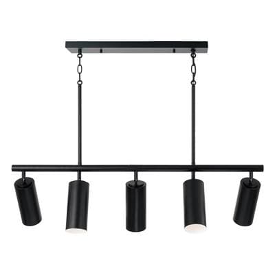 40'' W x 11.25'' H 5-Light Adjustable Linear Chandelier in Matte Black with Matte White Interior and Repositional Metal Shades by Capital Lighting