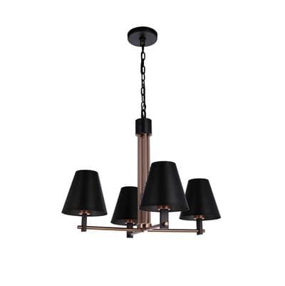 Blake 4 Light Chandelier In Flat Black/Satin Brass