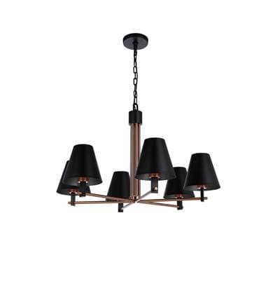 Blake 6 Light Chandelier In Flat Black/Satin Brass