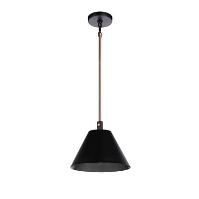 Blake 1 Light Pendant In Flat Black/Satin Brass