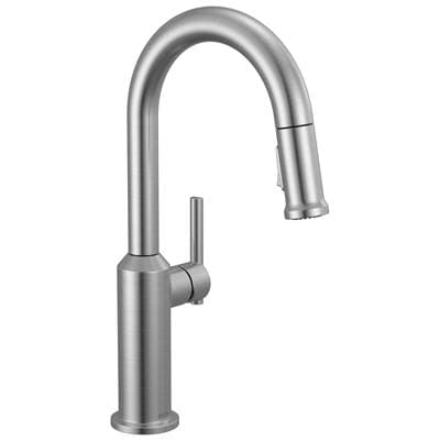 Cordova Single Handle Pull-Down Bar/Prep Faucet Lumicoat Arctic Stainless by Delta Faucet