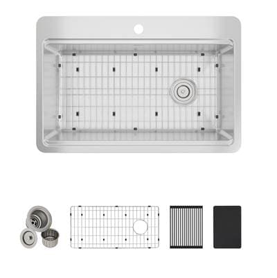 Crosstown Workstation Stainless Steel 33'' x 22'' x 9'' 1-Hole Single Bowl Dual Mount Sink by Elkay