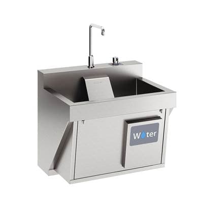 Stainless Steel 30''x23''x26'' Single Station Surgical Scrub Sink Kit w/Spout+Drain+Water Knee Activation+SplashBlock