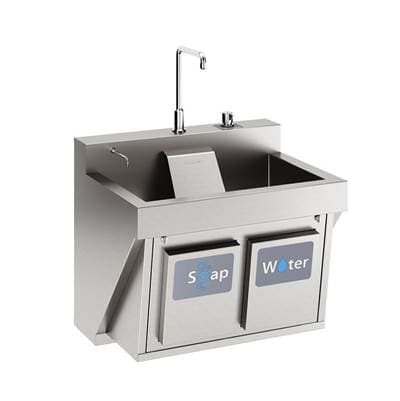 Stainless Steel 30''x23''x26'' Single Station Surgical Scrub Sink Kit w/Spout+Drain+Soap&Water Knee Activation+SplashBlock by Elkay
