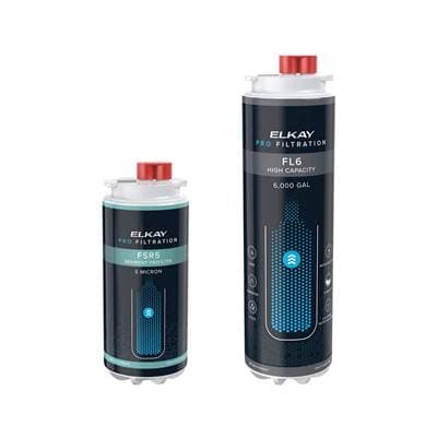 Elkay Pro Filtration  FSR5 plus FL6 Filter Dual Pack: Stage 1 Sediment Prefilter Plus High-Capacity Lead Plus Microplastics 6,000-Gallon Filter for select Pro Filtration bottle filling stations