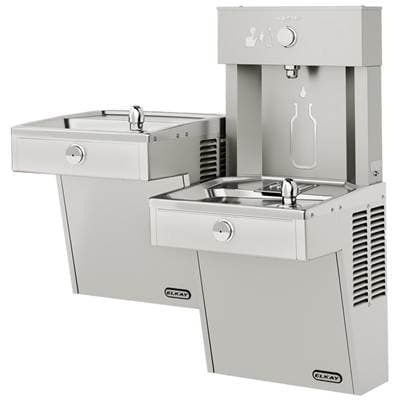 ezH2O Vandal-Resistant Bottle Filling Station & Bi-Level Fountain Filtered Non-Refrigerated Stainless
