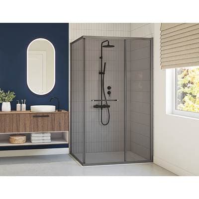 2 Sided, 1/4'' (6mm) clear or smoked grey glass, 79'' H
