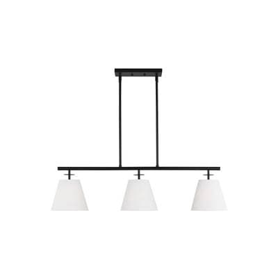 Crestgrove Vintage 3-Light Indoor Dimmable Ceiling Chandelier Pendant Light In Midnight Black Finish With White Linen Fabric Shades by Generation Lighting