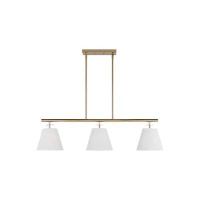 Crestgrove Vintage 3-Light Indoor Dimmable Ceiling Chandelier Pendant Light In Satin Brass Gold Finish With White Linen Fabric Shades by Generation Lighting