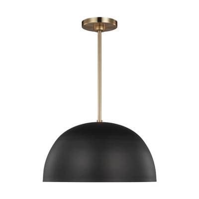 Ivan Transitional 1-Light Indoor Dimmable Ceiling Hanging Single Pendant In Midnight Black Finish With Midnight Black Steel Shade
