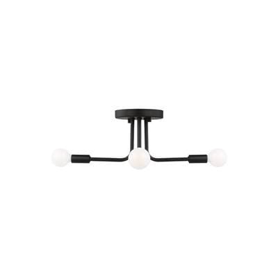 Van Contemporary Dimmable Indoor 4-Light Semi-Flush Mount Ceiling Fixture In A Midnight Black Finish And Black Steel Shades