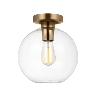 Orley Transitional Indoor Dimmable 1-Light Wall Or Ceiling Semi-Flush Mount In A Satin Brass Finish With Clear Glass Shade