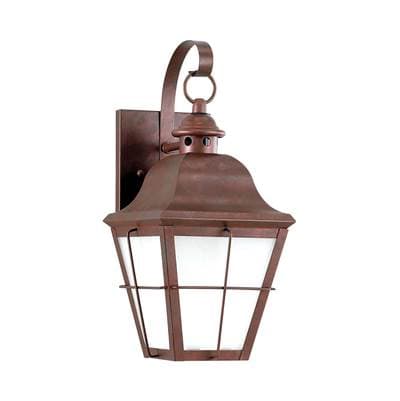 Chatham Traditional 1-Light Led Medium Outdoor Exterior Dark Sky Compliant Wall Lantern Sconce In Weathered Copper Finish W/White Glass Panel Shades by Generation Lighting