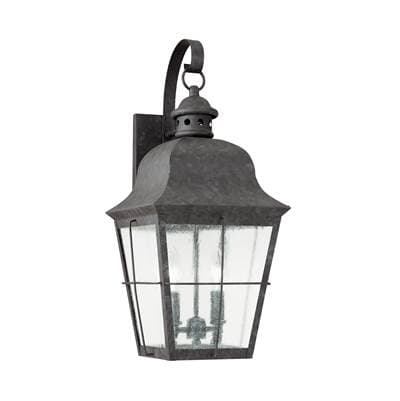 Chatham Traditional 2-Light Led Outdoor Exterior Wall Lantern Sconce In Oxidized Bronze Finish With Clear Seeded Glass Panels