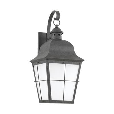 Chatham Traditional 1-Light Large Outdoor Exterior Wall Lantern Sconce In Oxidized Bronze Finish With Frosted Seeded Glass Panels by Generation Lighting