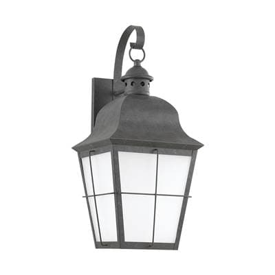 Chatham Traditional 1-Light Led Large Outdoor Exterior Wall Lantern Sconce In Oxidized Bronze Finish With Frosted Seeded Glass Panels
