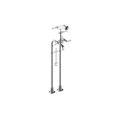 Exposed Floor-Mounted Tub Filler w/Handshower Set