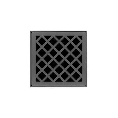 4'' x 4'' XD 4 Complete Kit with Criss-Cross Pattern Decorative Plate in Gunmetal with Cast Iron Drain Body, 2'' Outlet by Infinity Drain