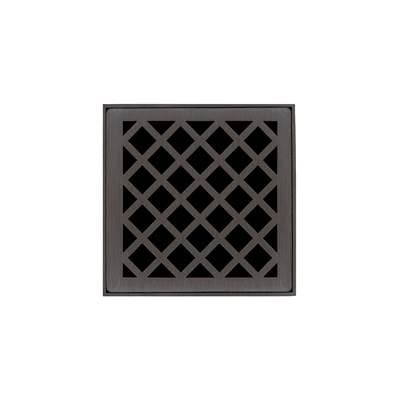 4'' x 4'' XD 4 Complete Kit with Criss-Cross Pattern Decorative Plate in Oil Rubbed Bronze with Cast Iron Drain Body, 2'' Outlet by Infinity Drain