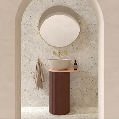 Orme Floorstanding Pedestal Basin With Shelf, 21-5/8''x15-3/4'' (550x400mm), With Pattern Black by Kast Concrete Basins