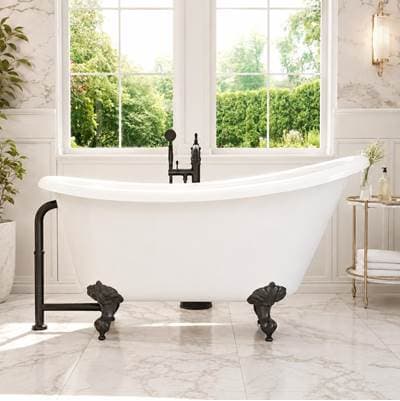 Isaiah II 67-Inch Acrylic Slipper Clawfoot Tub - Rim Faucet Drillings - Imperial Ball and Claw Feet