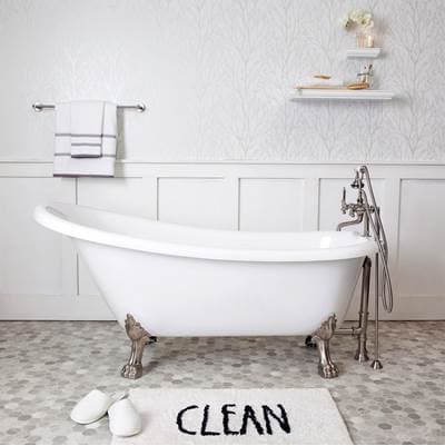 Isaiah II 62-Inch Acrylic Slipper Clawfoot Tub - No Faucet Drillings - Lions Paw Feet