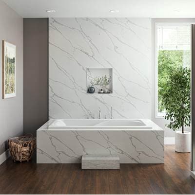 72 x 42-Inch Drop-In Bathtub With Hydromassage System White by Maidstone