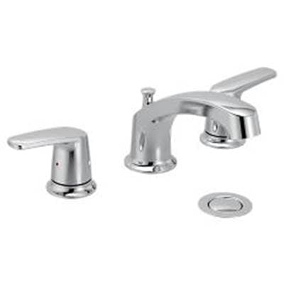 Chrome two-handle bathroom faucet by Moen