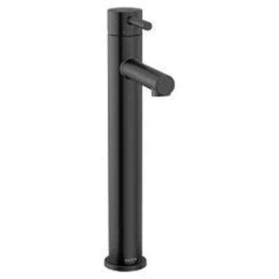 Matte black one-handle vessel bathroom faucet by Moen