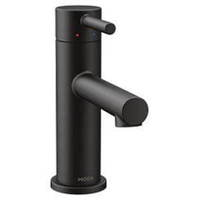 Matte black one-handle bathroom faucet by Moen