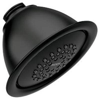 Matte black one-function 4'' diameter spray head eco-performance showerhead by Moen