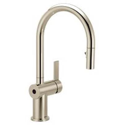 Polished nickel one-handle pulldown kitchen faucet by Moen