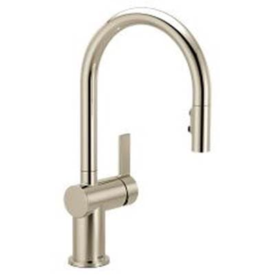 Polished nickel one-handle pulldown kitchen faucet