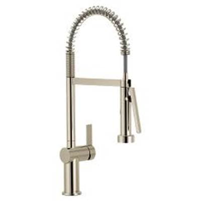 Polished nickel one-handle pulldown kitchen faucet