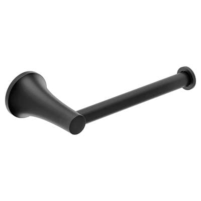 Matte black single-post paper holder by Moen