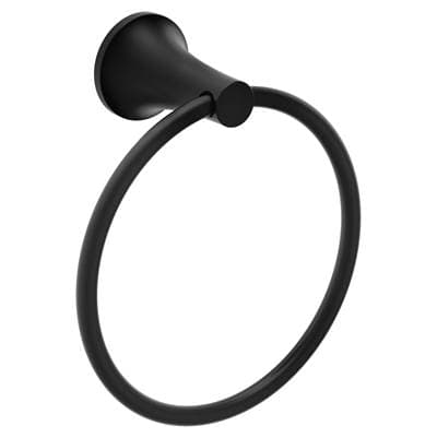 Matte black towel ring by Moen