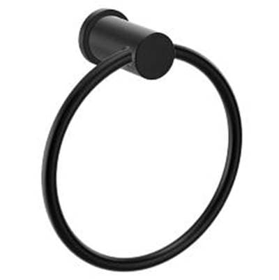 Matte black towel ring by Moen