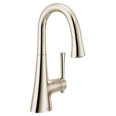 Kurv Polished Nickel One-Handle High Arc Bar Faucet by Moen