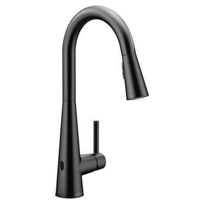 Sleek Motionsense Wave Sensor Touchless One-Handle High Arc Pulldown Modern Kitchen Faucet Featuring Power Clean, Matte Black by Moen