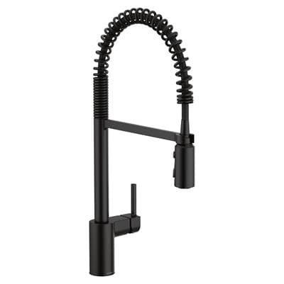 Align One Handle Pre-Rinse Spring Pulldown Kitchen Faucet with Power Boost, Matte Black by Moen