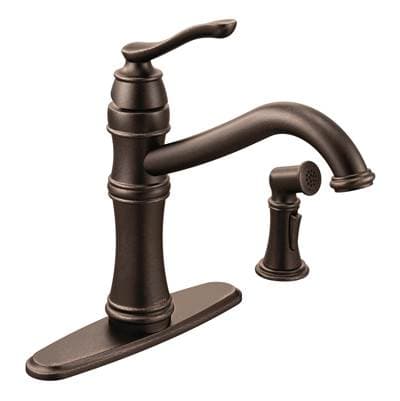 Belfield Traditional One Handle High Arc Kitchen Faucet with Side Spray and Optional Deckplate Included, Oil Rubbed Bronze