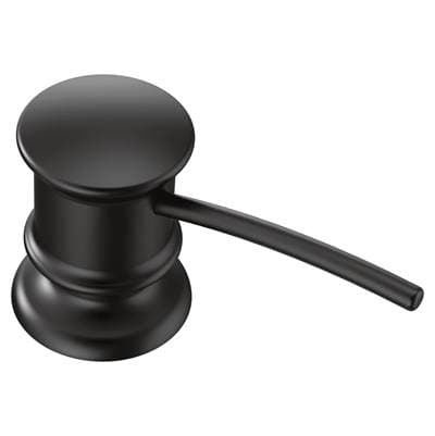 Moen deck Mounted Kitchen Soap Dispenser with Above the Sink Refillable Bottle, Matte Black